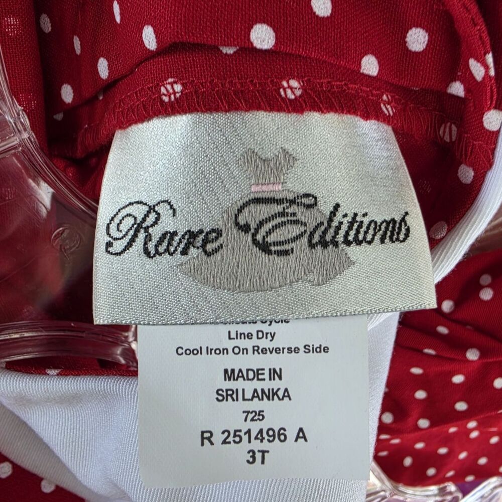 Vintage Rare Editions Polka Dot Dress Size 3T Red With Hat Peter Pan Collar NWT - Picture 4 of 6